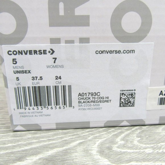 Converse x Chuck 70 HI Comme des Garcons CDG PLAY Sneakers Mens 5 / Womens 7 NEW - Picture 14 of 14